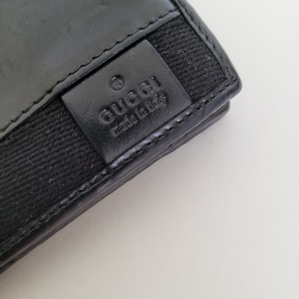 GUCCI Logo Men's Leather Card Bill Wallet Bifold Black Designer Medium Classic - Picture 4 of 12